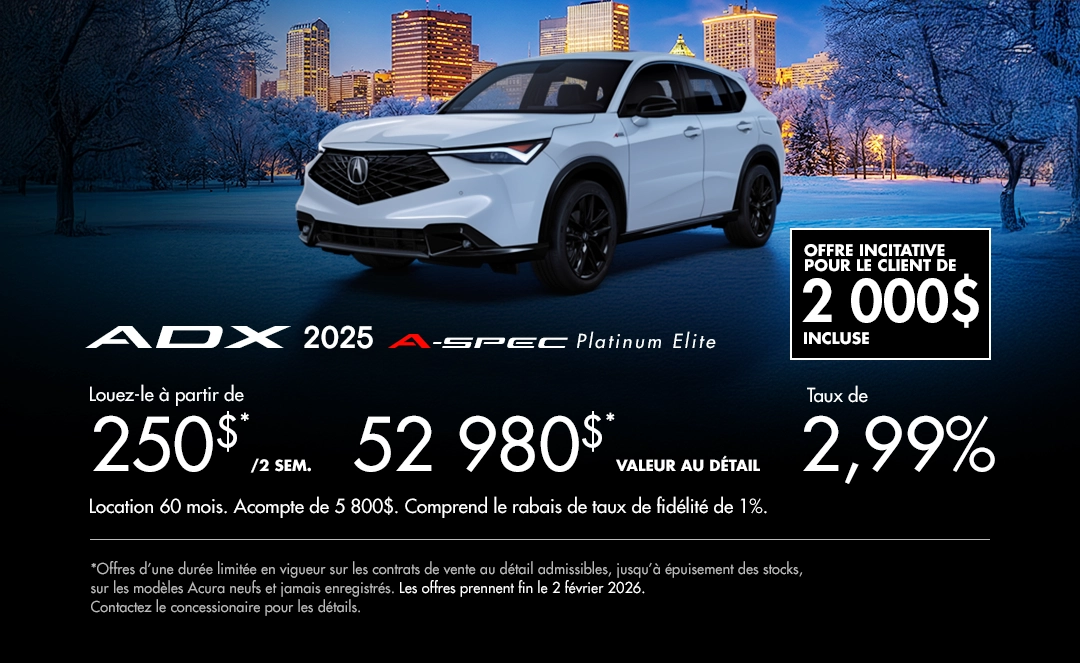 Bannière de Promotion Acura ADX 2025